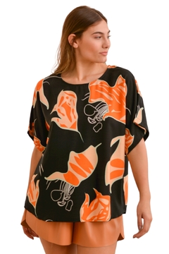 609EST - Blusa Nina de Lino estampado