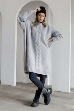 T162 - Maxi Sweater Vestido Bora Tejido