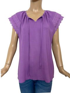 701 - Blusa Brenda Lino Puntillas - tienda online