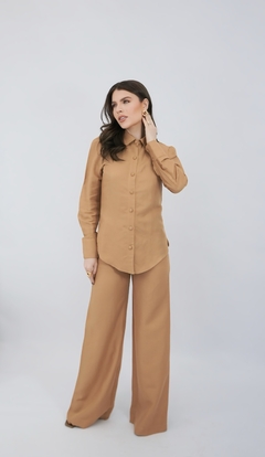 Calça Pantalona de Alfaiataria Camel - loja online