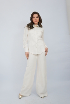 Calça Pantalona de Alfaiataria Off White - loja online