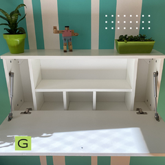 E2-B Escritorio Rebatible Con Guardado Línea Blanca - Gala Muebles