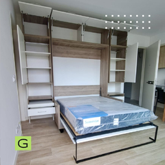 Combo Cama Rebatible dos plazas vertical + Módulo Sofá, Línea Mixta - Gala Muebles