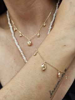 Pulseira conchas em prata banhada ouro - loja online