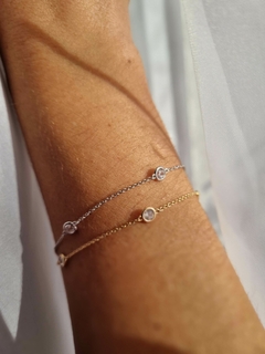 Pulseira três Marias em prata banhada ouro e zircônias - loja online