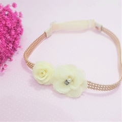 Headband Strass Flores Offwhite - Pititikas