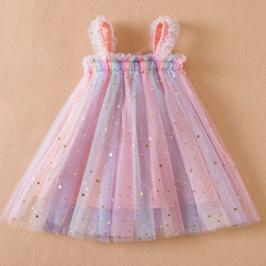 Vestido Infantil Tule Lua e Estrelinhas