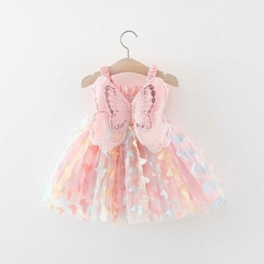 Vestido Infantil Borboletinhas Rosa com Asa