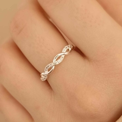 Anillo Ondas Con Piedritas / liso