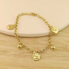 Pulsera Forzada Bolitas + Dije Huellitas