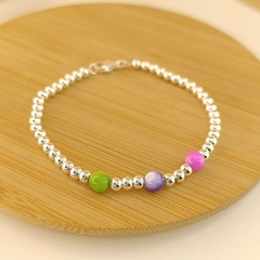 Pulsera Bolitas de Acero + Bolitas Coloridas