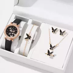 CONJUNTO RELOJ + ACCESORIOS MARIPOSA -NEGRO en internet