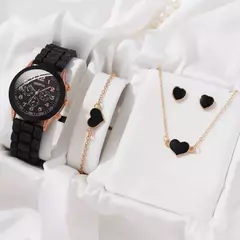 CONJUNTO RELOJ + ACCESORIOS CORAZON-NEGRO