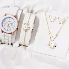 CONJUNTO RELOJ + ACCESORIOS MARIPOSA - BLANCO