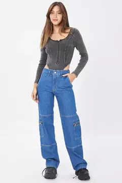 WIDE LEG RIGIDO CARGO CON CIERRE - IVY - comprar online