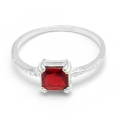 ANILLO PLATA CUBIC ROJO en internet