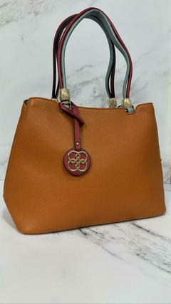 CARTERA CHENSON MARRON COMBINADA CELESTE Y BORDO