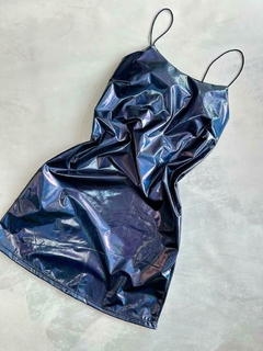 VESTIDO FOIL AZUL MARINO