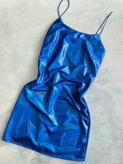 VESTIDO FOIL AZUL ELECTRICO - comprar online