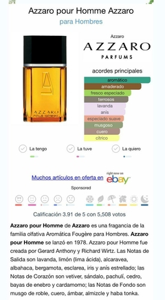 PERFUME AZZARO POUR HOMME 100ml - comprar online