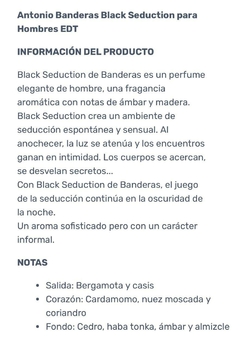 BLACK SEDUCTION ANTONIO BANDERAS - comprar online