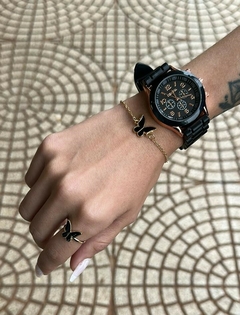 CONJUNTO RELOJ + ACCESORIOS MARIPOSA -NEGRO