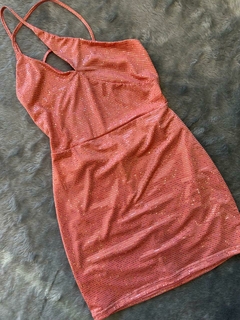 VESTIDO BRILLO SALMON