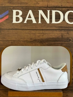 ZAPATILLA BANDO CUERO BLANCA C/ MARRON - comprar online