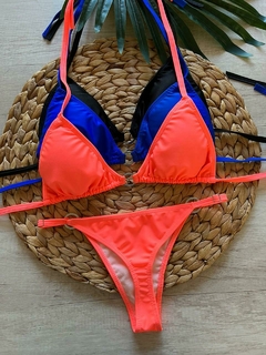 BIKINI TRIANGULO C/ ARGOLLA CDENTRAL Y LESS REGULABLE AMARILLO FLUO - comprar online