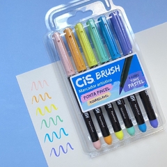 Brush Pen Aquarelável Tons Pastel 6 cores - CIS - comprar online