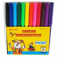 CANETA CANETINHA HIDROGRÁFICA 12 CORES - MARIPEL