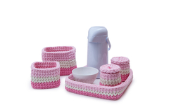 Kit Higiene Crochê Rosa (5 peças)