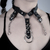 Choker Atenea -Cuero Negro mate