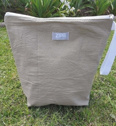 Tela algodón con interior IMPERMEABLE Cierre Manija de soga para agarre práctico Super práctico para paseos, playa, viajes Medidas30x30x10cm