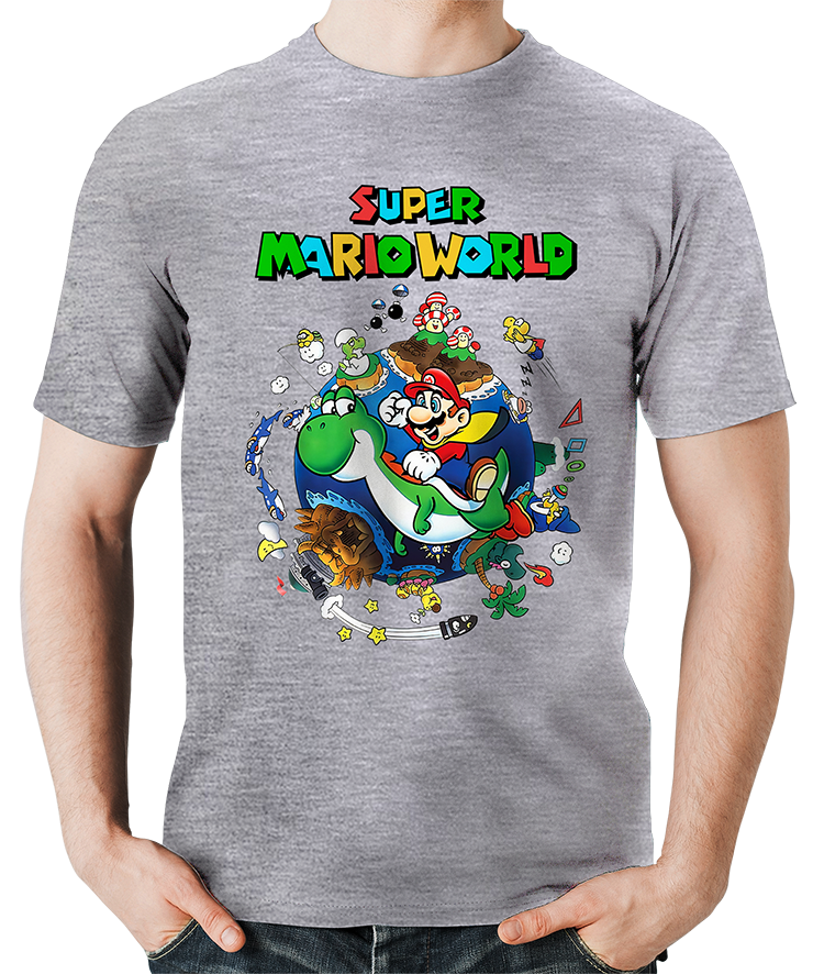 Camiseta Masculina Jogo Super Mario World Estampa Hd Md04