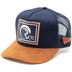 Boné Rios Premium Trucker Azul e Camurça