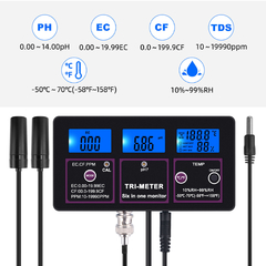 MEDIDOR DE AGUA FIJO *** MULTIPLES PARAMETROS*** - 3 EN 1 - PH / EC / TEMP CF. Enchufe 220v con bateria - thegreenmind