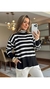 Blusa Ampla Listra Na Gola Preto/Branco (004863)