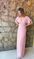 Vestido longo em crepe rose