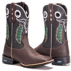 Bota Texana Em Couro Bordada Boi Flores + Carteira - Django Boots - Botas Country em Couro com Frete Grátis para todo o Brasil 