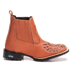 Bota Botina Feminina Cano Curto Laser Bordado