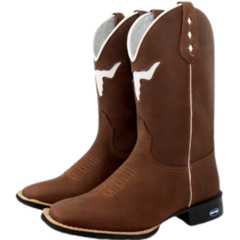 Bota Texana Em Couro Bordada + Chapéu de Couro Legítimo - comprar online