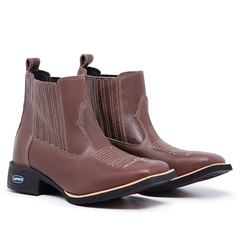 Bota Botina Em Couro Cano Curto Pecuária Cavalgadas Country Texana Bico Quadrado - comprar online