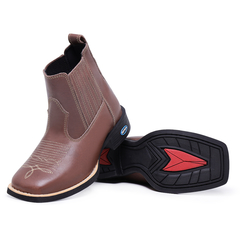 Bota Botina Em Couro Cano Curto Pecuária Cavalgadas Country Texana Bico Quadrado - Django Boots - Botas Country em Couro com Frete Grátis para todo o Brasil 