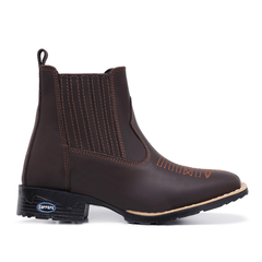 Botina Masculina Cano Curto Bota Country Bico Quadrado Couro Bovino