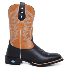 Bota Texana Masculina Sola Borracha Bico Quadrado Country