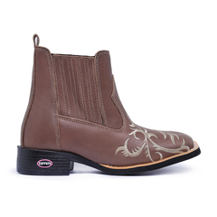 Bota Botina Feminina Para Expoagro Pecuaria Cavalgadas Country Texana Bico Quadrado Cano Curto Couro Legitimo