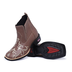 Bota Botina Feminina Para Expoagro Pecuaria Cavalgadas Country Texana Bico Quadrado Cano Curto Couro Legitimo - comprar online