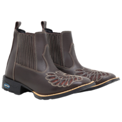 Bota Botina Feminina Cano Curto Laser Bordado Café - comprar online