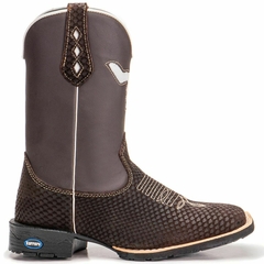 Bota Texana Country Forma Bico Quadrado Snake Bordado